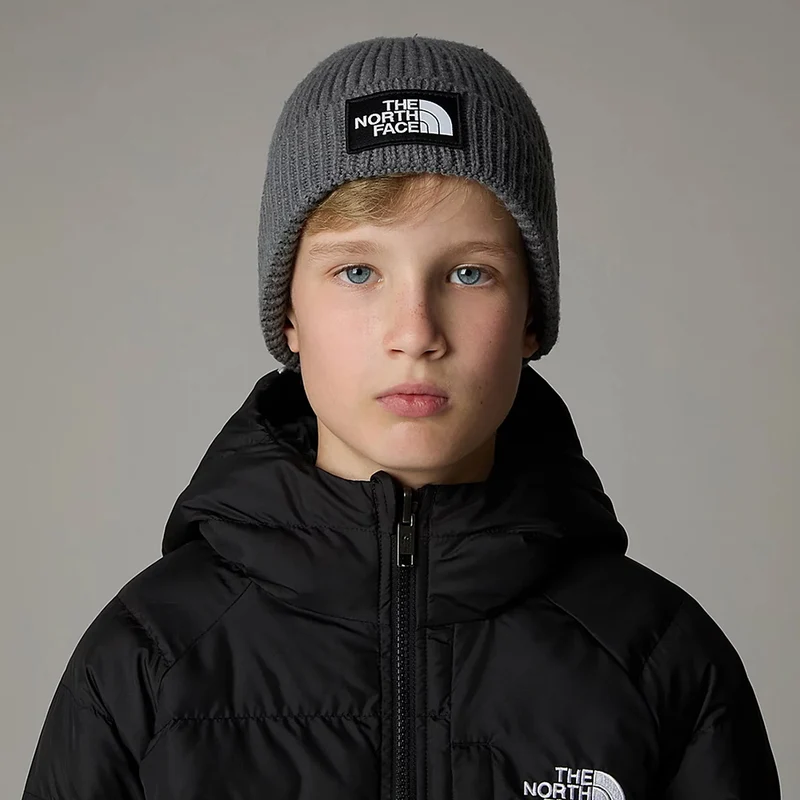 Bonnet Enfant Recyclé à Revers TNF Logo Box gris moyen THE NORTH FACE