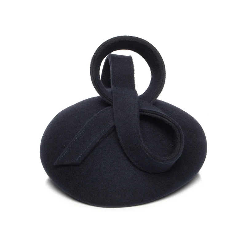 Chapeau Calot en Laine Jenny bleu marine WHITELEY