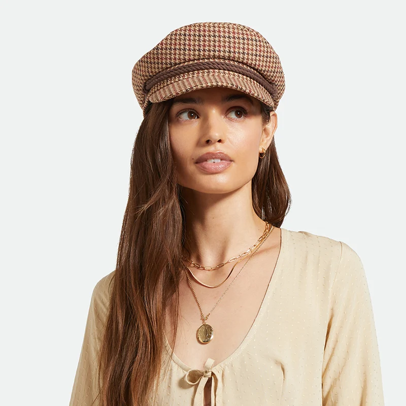 Casquette de Marin Pied-de-Poule sable-marron-rouille BRIXTON