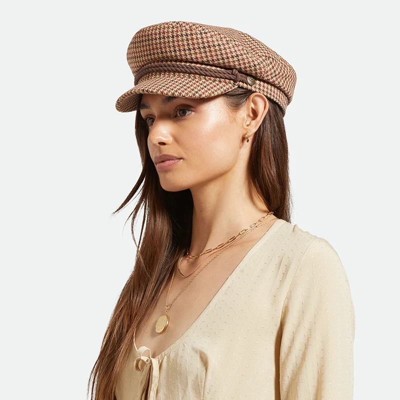 Casquette de Marin Pied-de-Poule sable-marron-rouille BRIXTON