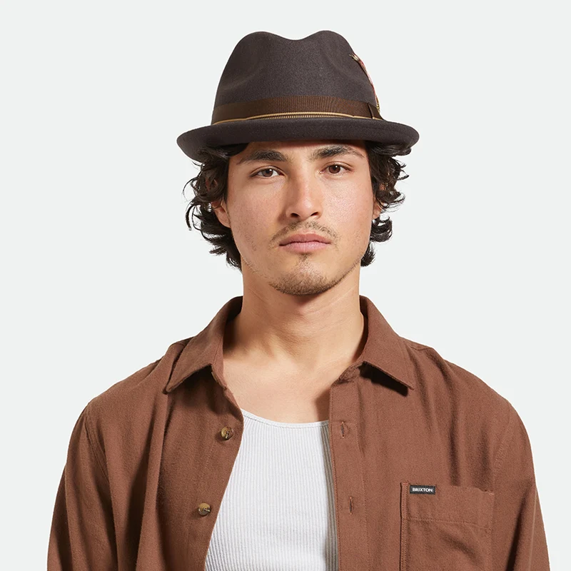 Chapeau Trilby en Laine Feutrée Gain 20ème Anniversaire chocolat BRIXTON