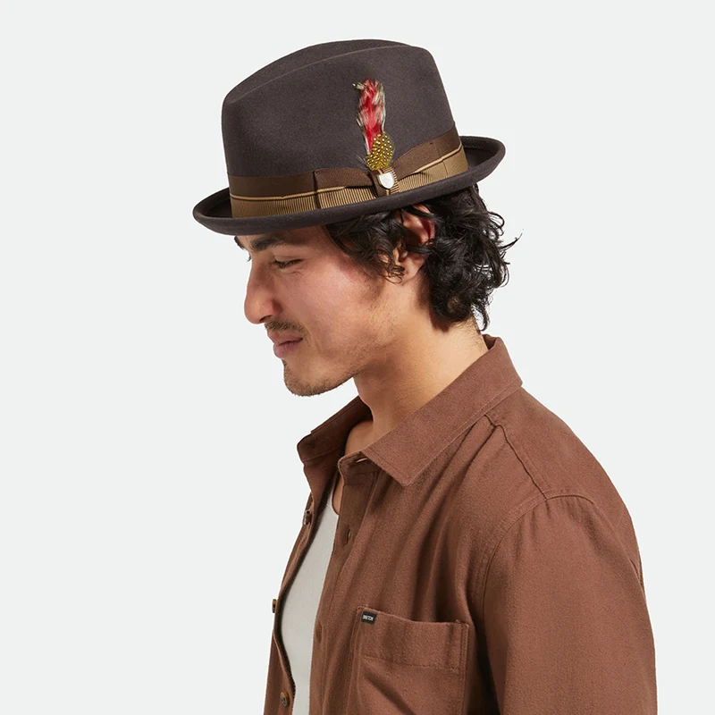Chapeau Trilby en Laine Feutrée Gain 20ème Anniversaire chocolat BRIXTON