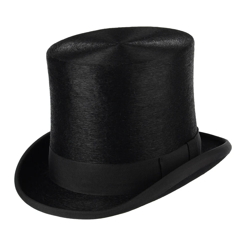 Chapeau Haut de Forme à Calotte Haute en Fourrure Feutrée noir CHRISTYS