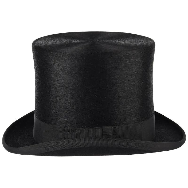 Chapeau Haut de Forme à Calotte Haute en Fourrure Feutrée noir CHRISTYS