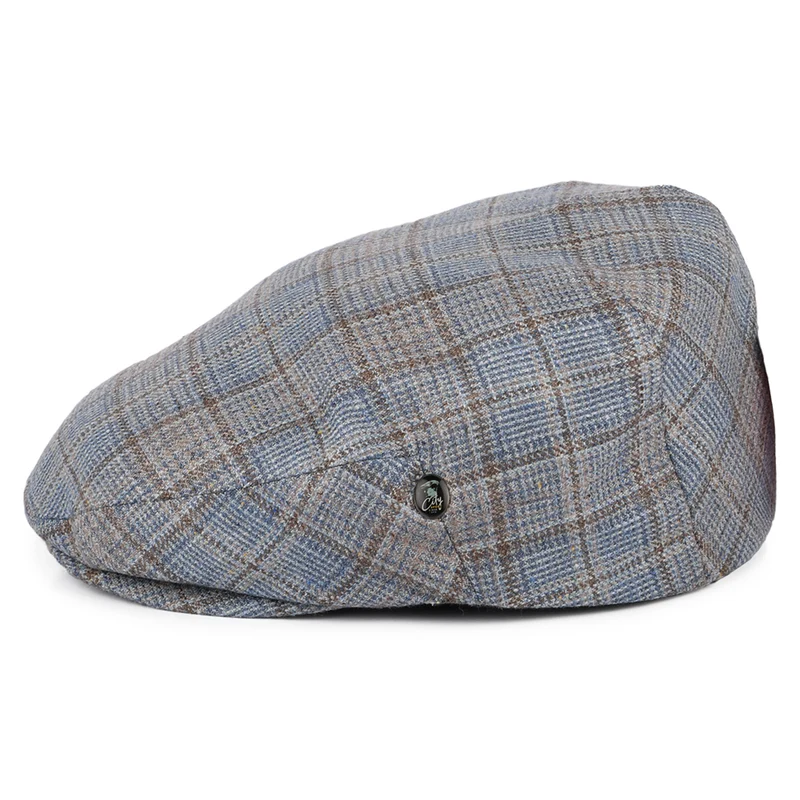 Casquette Plate Été en Soie et Laine à Carreaux bleu-marron CITY SPORT