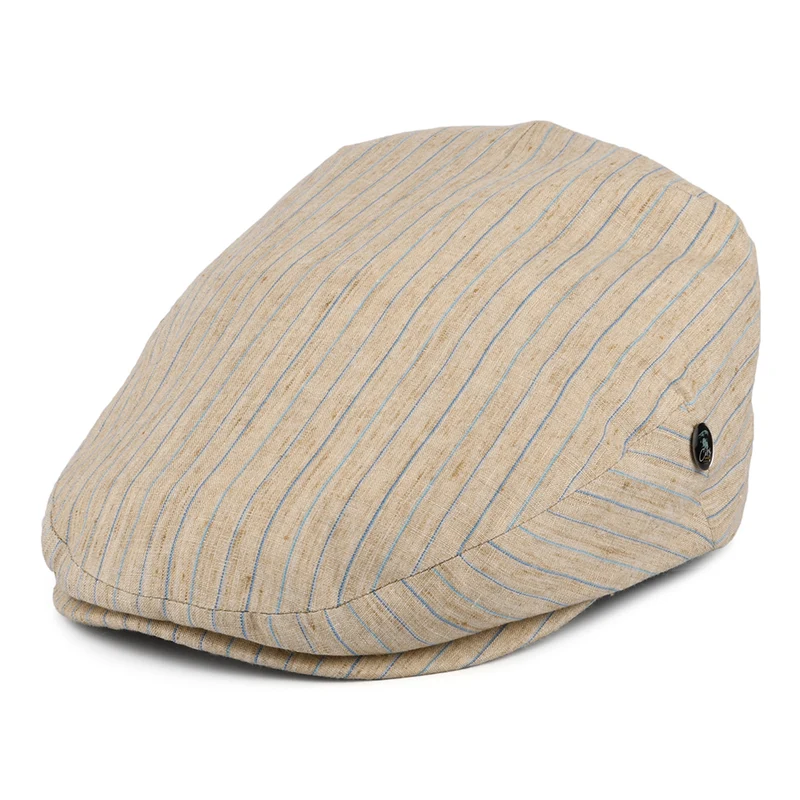 Casquette Plate en Lin à Rayures naturel CITY SPORT