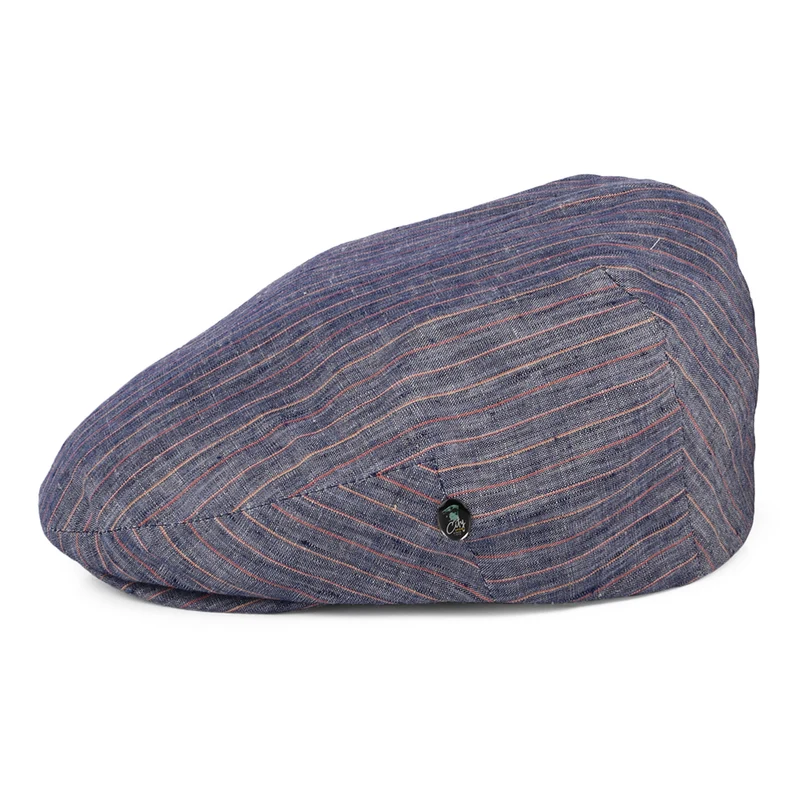 Casquette Plate en Lin à Rayures bleu CITY SPORT