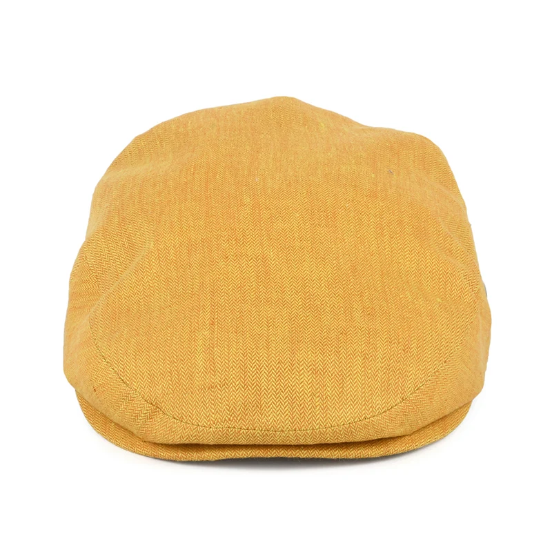 Casquette Plate en Lin à Micro Chevrons moutarde CITY SPORT