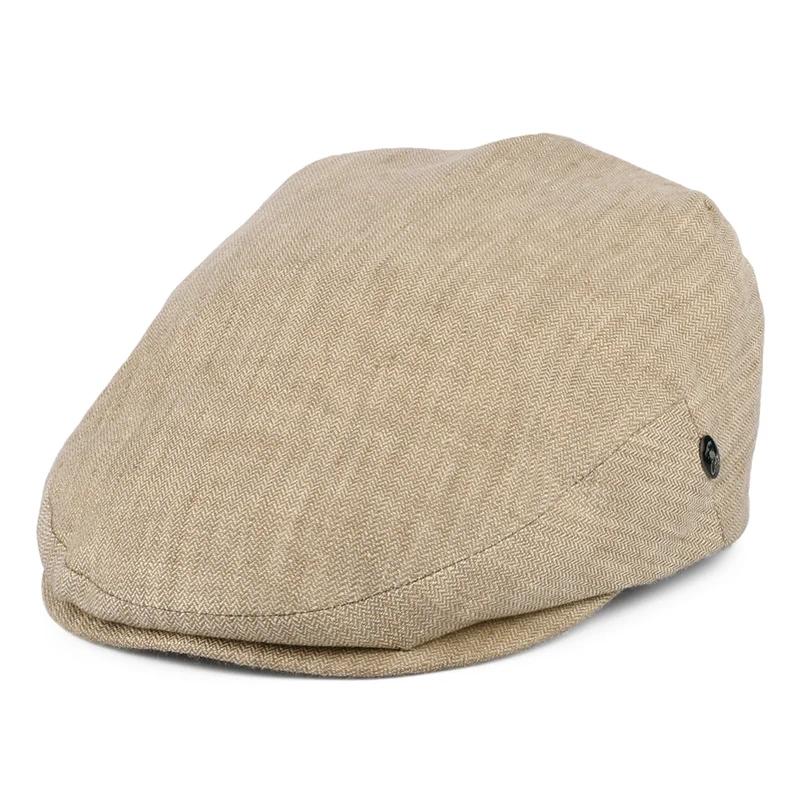 Casquette Plate en Lin à Micro Chevrons blé CITY SPORT