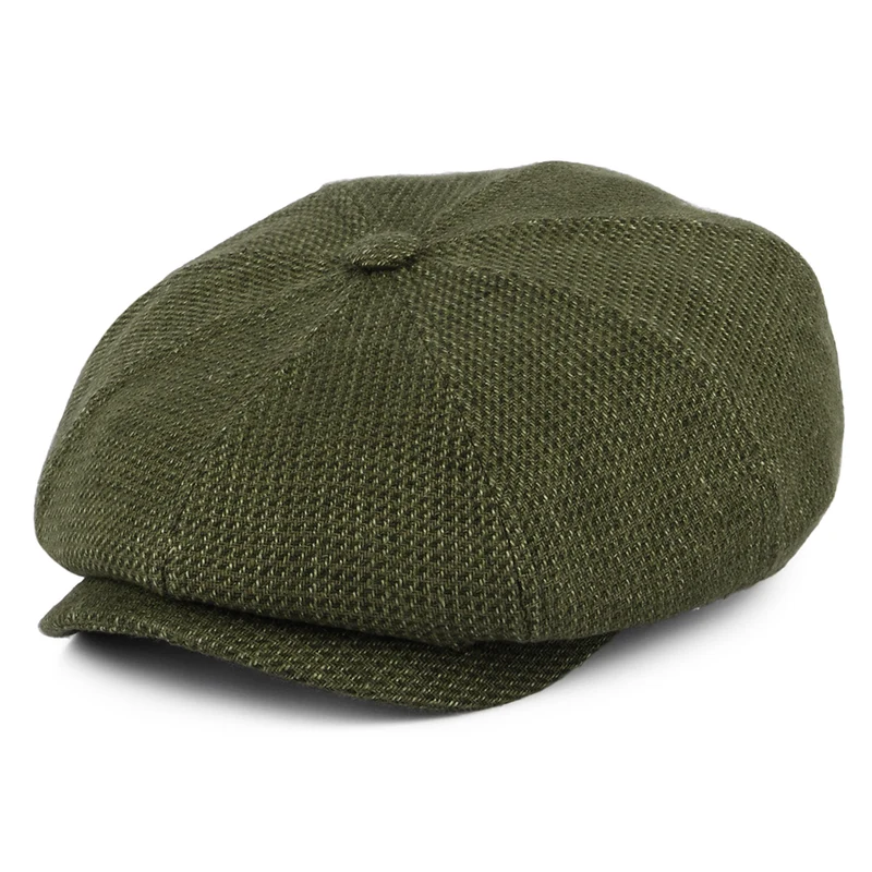 Casquette Gavroche en Lin et Coton Hatteras olive-khaki STETSON