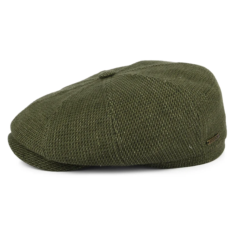Casquette Gavroche en Lin et Coton Hatteras olive-khaki STETSON