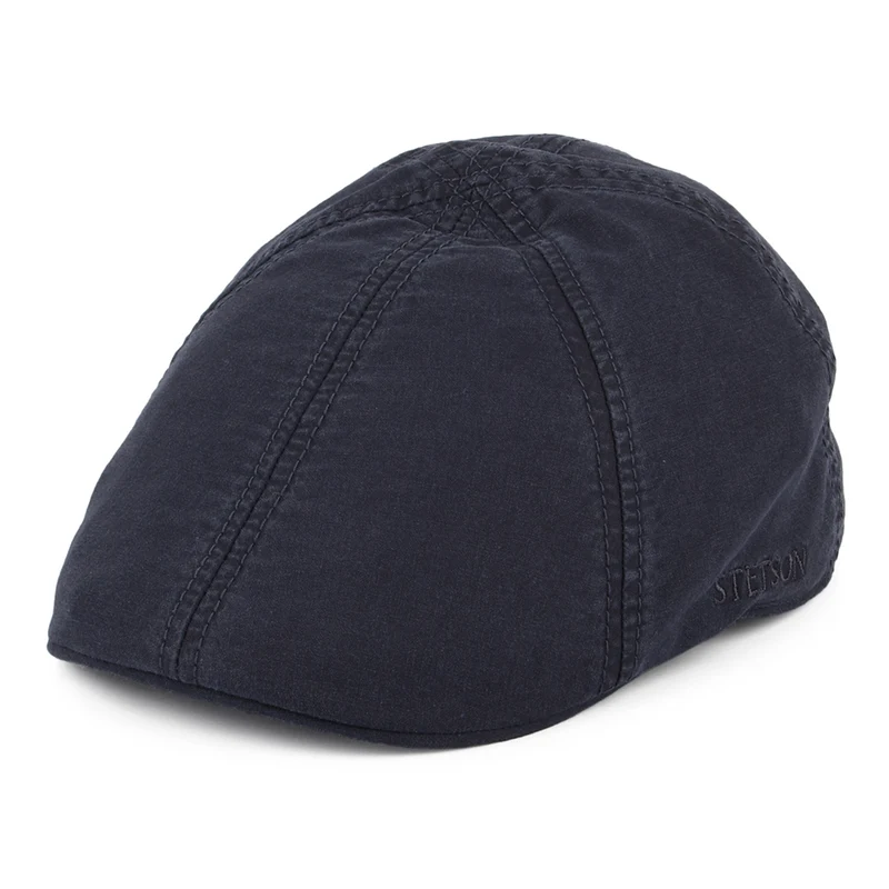 Casquette Plate Bec-de-Canard en Coton Bio Délavé bleu marine STETSON
