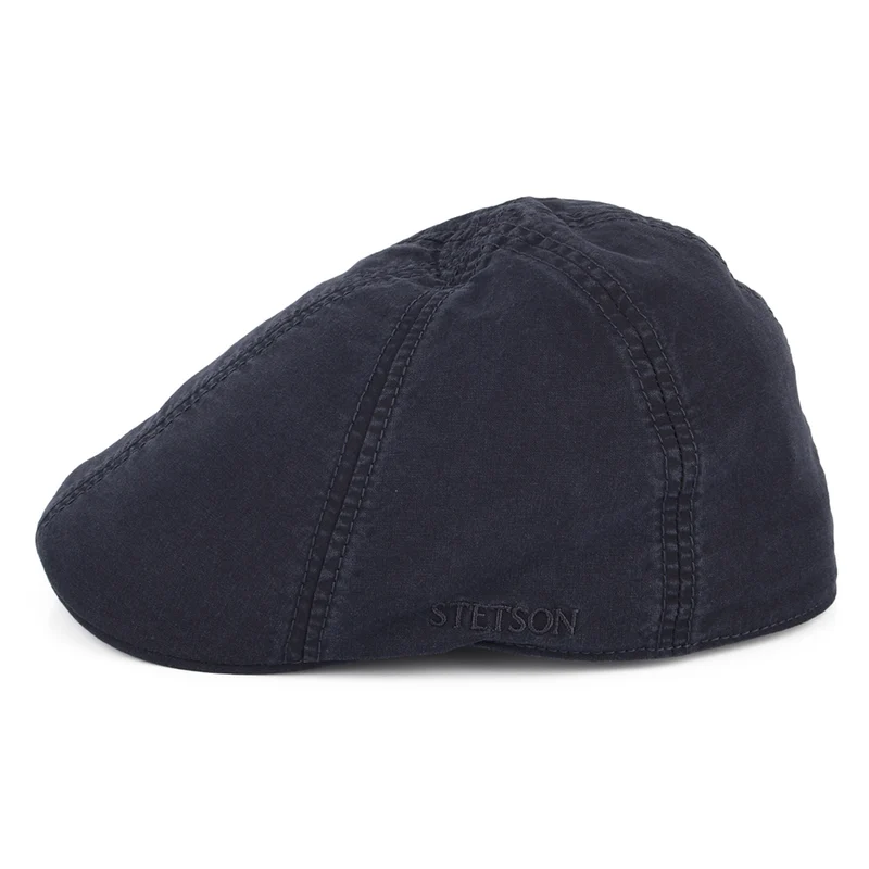 Casquette Plate Bec-de-Canard en Coton Bio Délavé bleu marine STETSON