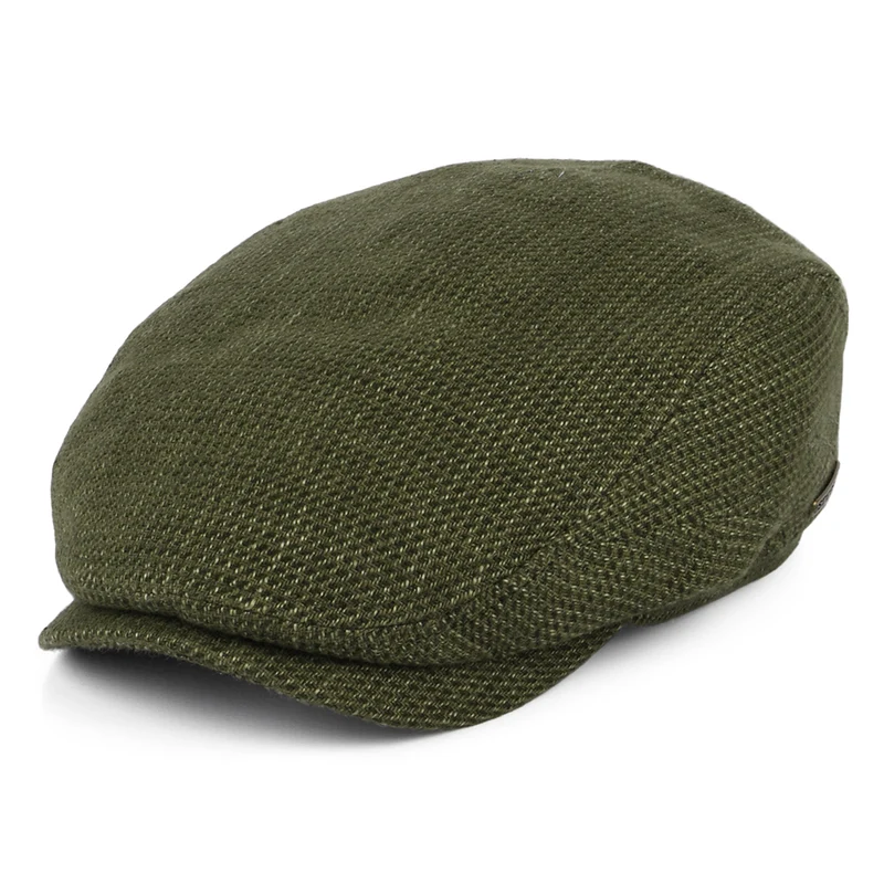 Casquette Plate en Lin et Coton Driver olive-khaki STETSON