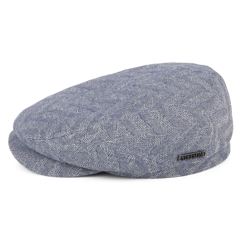 Casquette Plate Jacquard à Chevrons Driver bleu clair STETSON