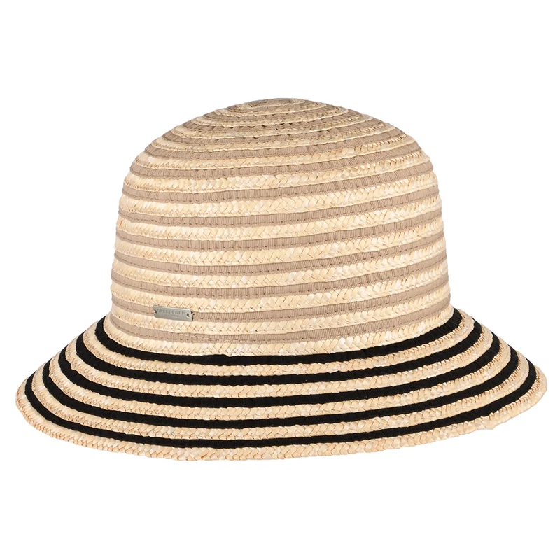 Chapeau Cloche en Paille à Rayures naturel-noir SEEBERGER