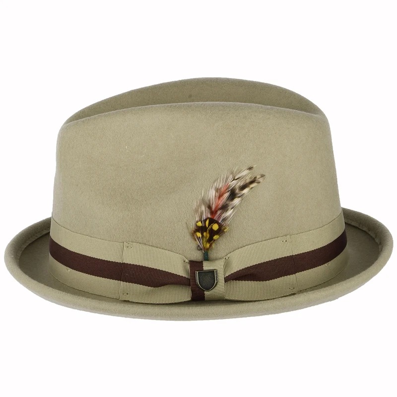 Chapeau Trilby en Laine Feutrée Bandeau à Rayures Gain sable-marron BRIXTON