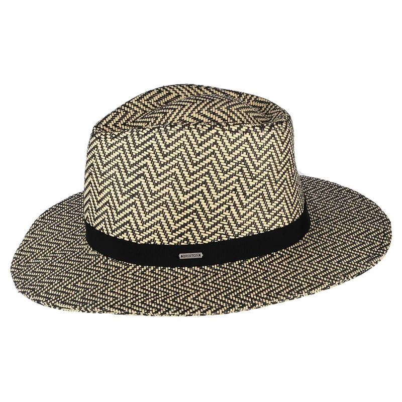 Chapeau Fedora en Paille Toyo à Chevrons Pliable Carolina noir-naturel BRIXTON
