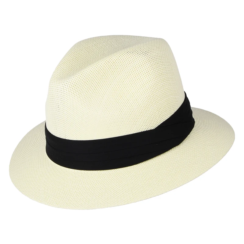 Chapeau Fedora Safari Mat en Paille Toyo ivoire DORFMAN PACIFIC