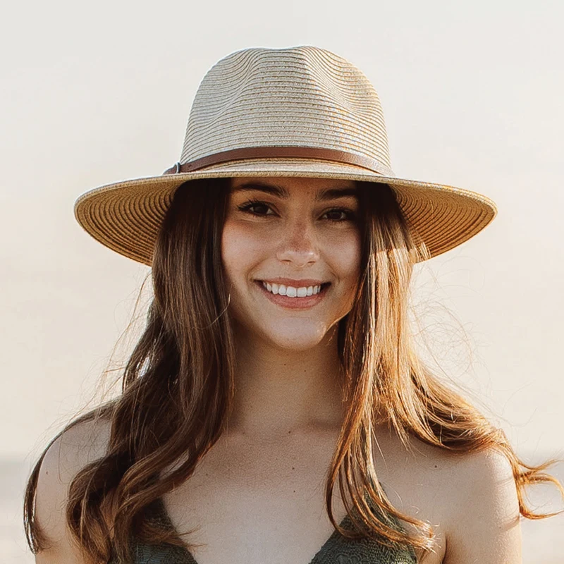 Chapeau Fedora Safari en Papier Tressé Sapo naturel-marron CAPPELLI