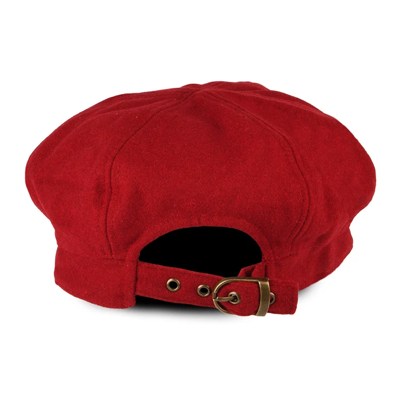 Casquette Gavroche en Laine Mélangée rouge SUR LA TÊTE