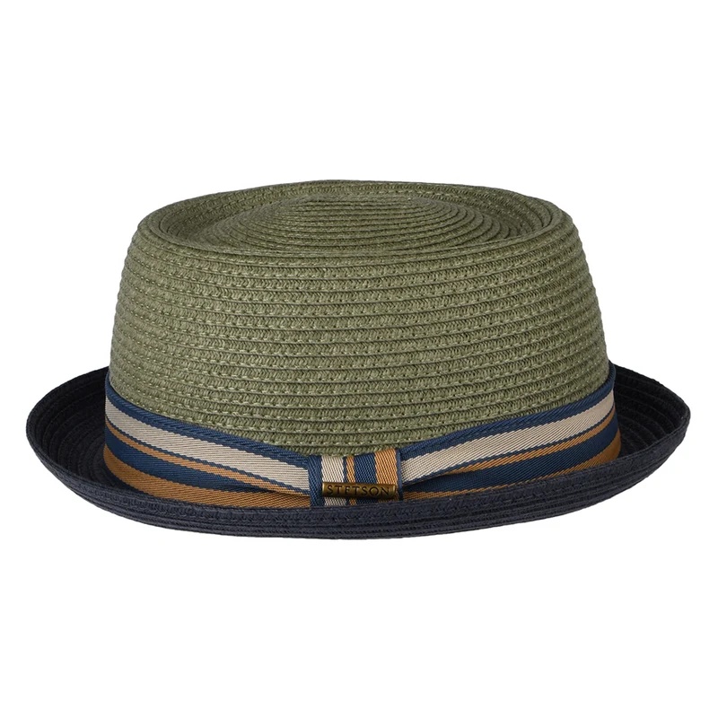 Chapeau Pork Pie en Paille Toyo gris-bleu STETSON