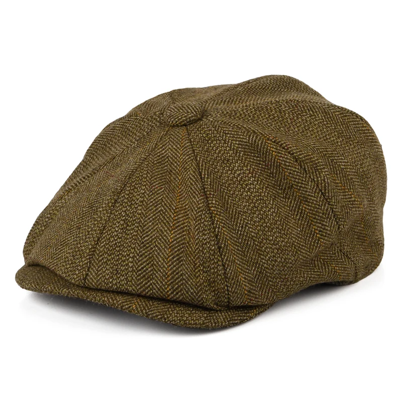 Casquette Gavroche à 8 Pans en Tweed Lovat Teviot marron CHRISTYS