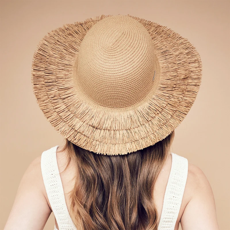 Chapeau Été à Frange en Paille Toyo marron clair SEEBERGER