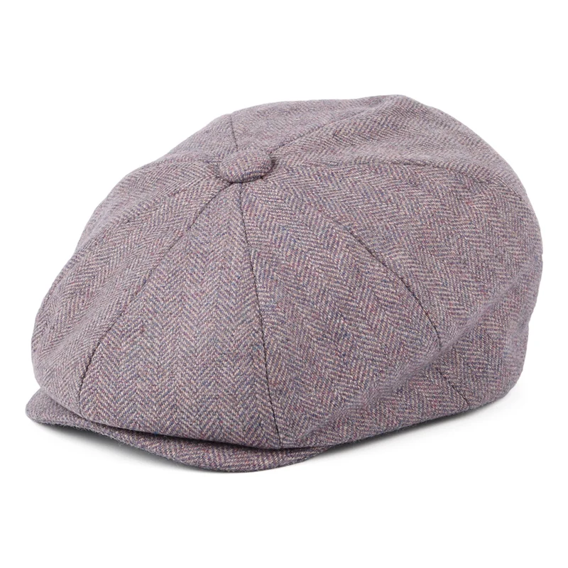 Casquette Gavroche à 8 Pans en Tweed Lovat Teviot violet clair CHRISTYS