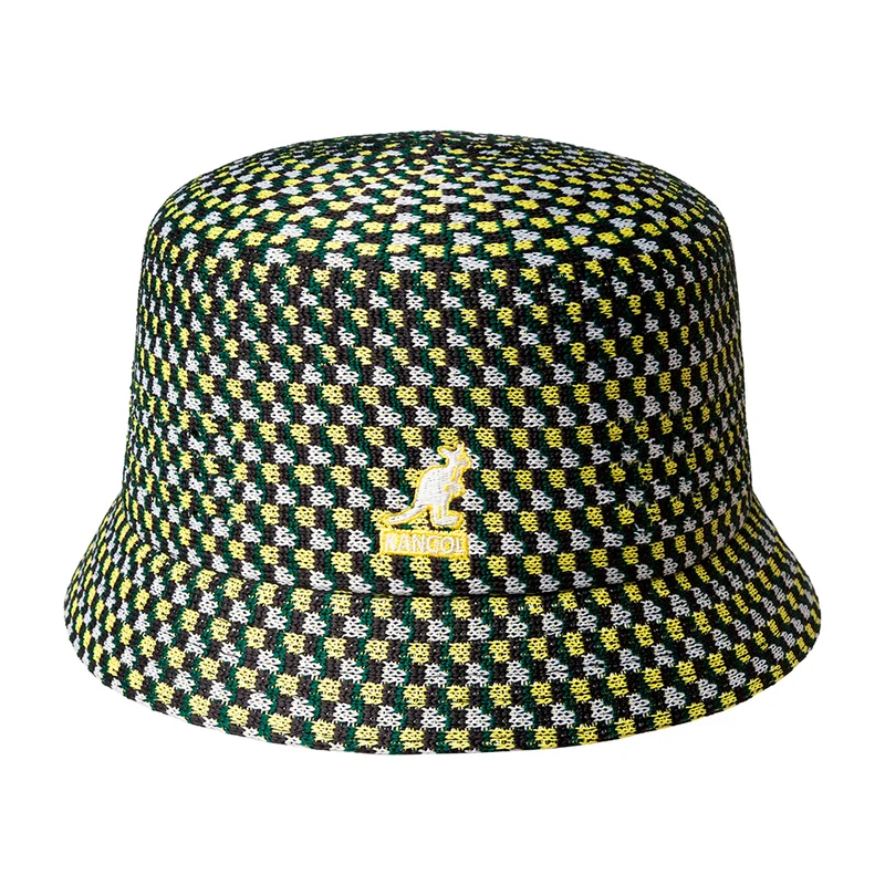Chapeau Bob Bin en Tropic Geo Board vert-jaune KANGOL