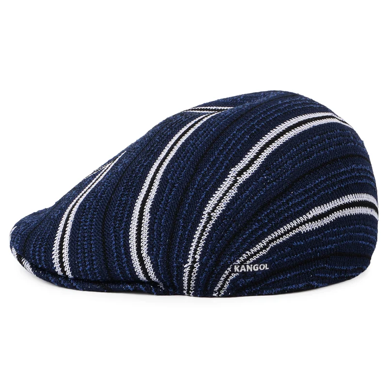 Casquette Plate en Tropic à Rayures Diagonales 507 bleu marine KANGOL