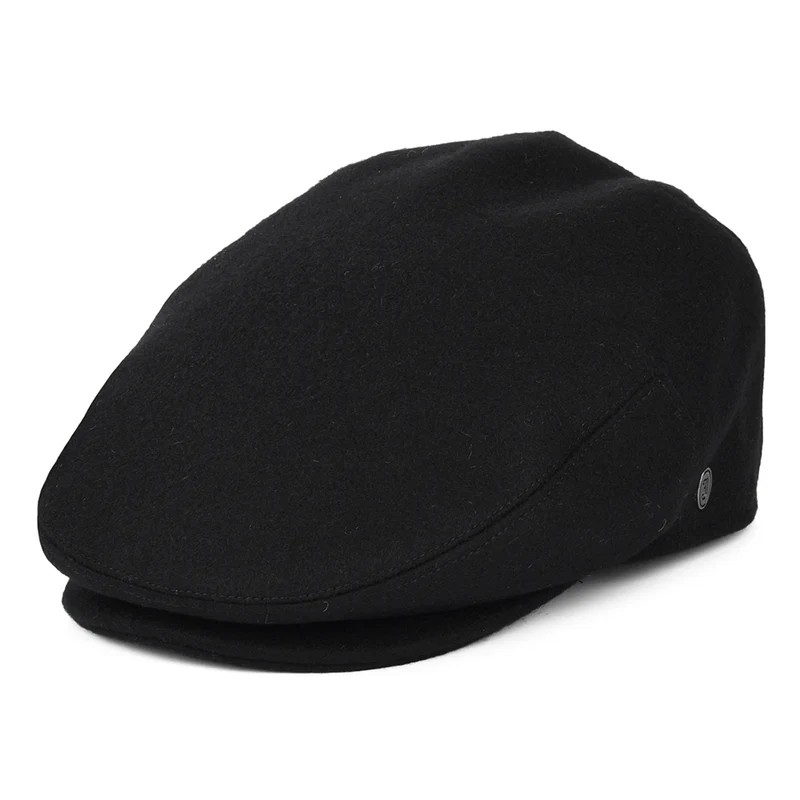 Casquette Plate en Laine Melton noir JAXON & JAMES - VENTE EN GROS