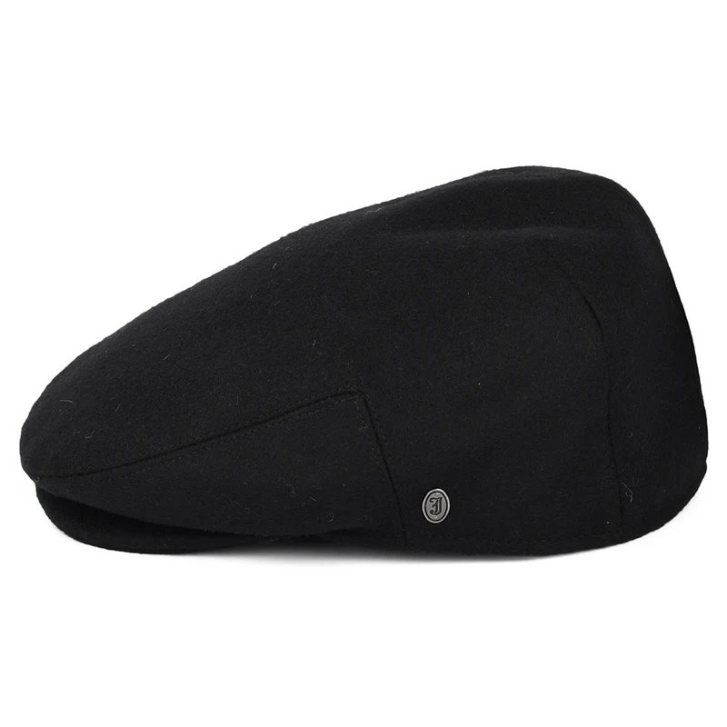Casquette Plate en Laine Melton noir JAXON & JAMES - VENTE EN GROS