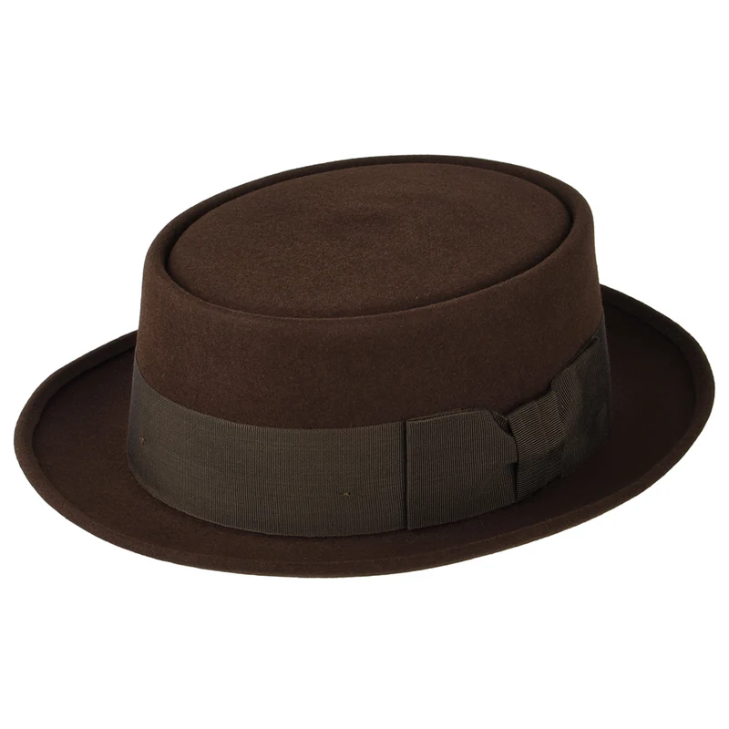 Chapeau Pork Pie en Fourrure Feutrée Monk marron CHRISTYS