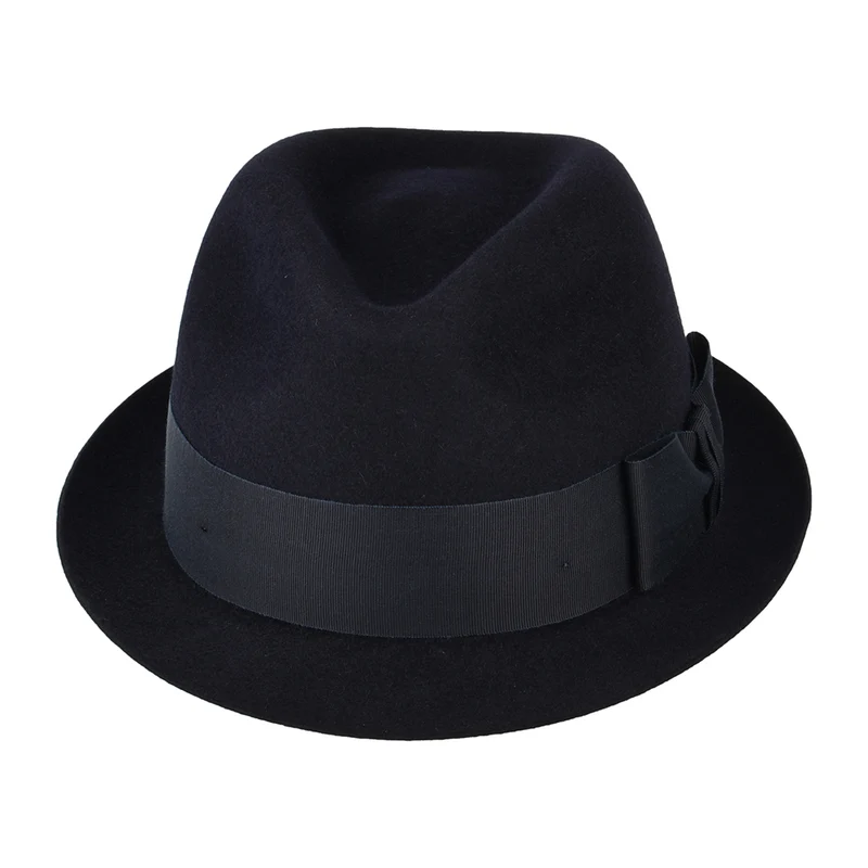 Chapeau Trilby en Fourrure Feutrée Pinch Vegas bleu marine CHRISTYS