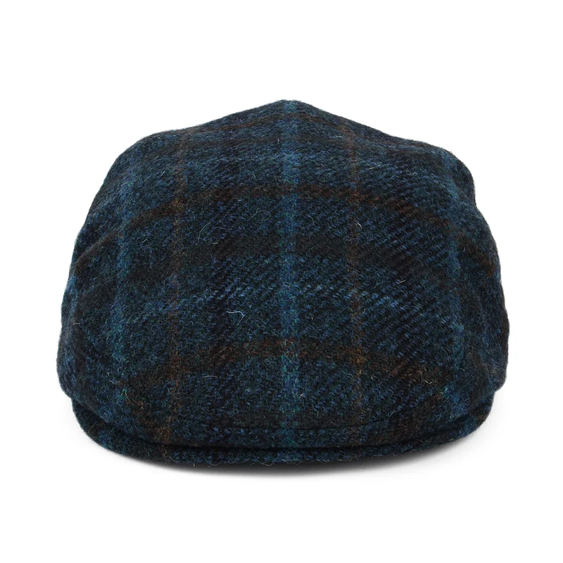 Casquette Plate en HARRIS TWEED à Carreaux bleu sarcelle-bleu-multi CITY SPORT