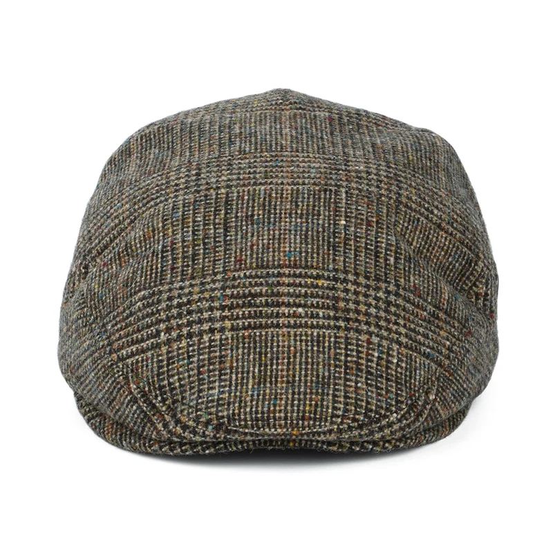 Casquette Plate en Tweed du Donegal Prince-de-Galles olive CITY SPORT