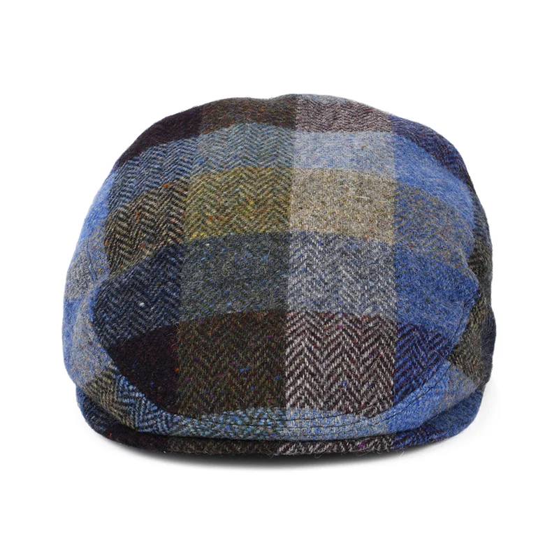 Casquette Plate en Tweed du Donegal Patch à Chevrons bleu-vert CITY SPORT