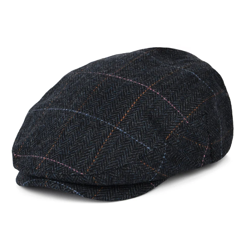 Casquette Plate à Carreaux et Chevrons Hooligan bleu marine délavé-bleu BRIXTON