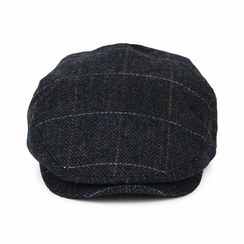 Casquette Plate à Carreaux et Chevrons Hooligan bleu marine délavé-bleu BRIXTON
