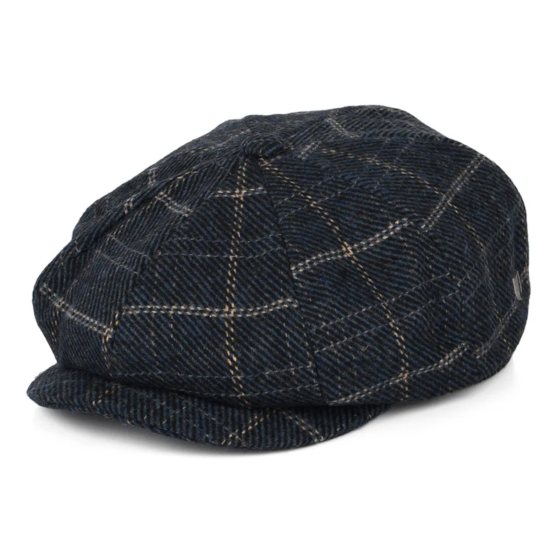 Casquette Gavroche à Carreaux Ample Brood bleu marine-noir-blanc cassé BRIXTON
