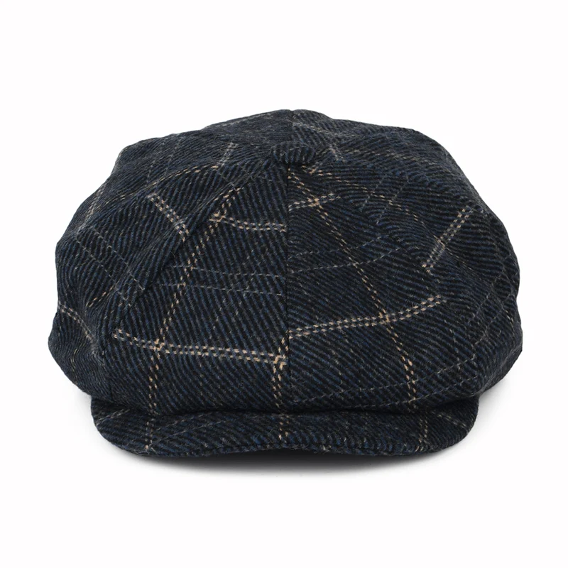 Casquette Gavroche à Carreaux Ample Brood bleu marine-noir-blanc cassé BRIXTON