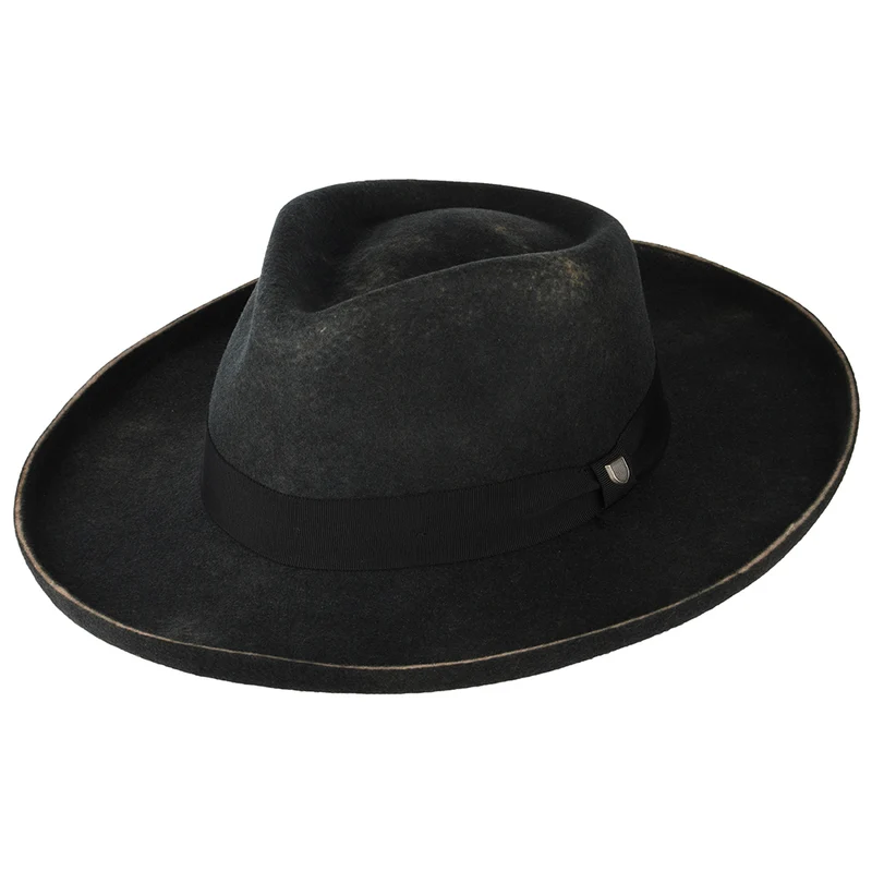 Chapeau Fedora en Laine Feutrée Victoria noir délavé BRIXTON