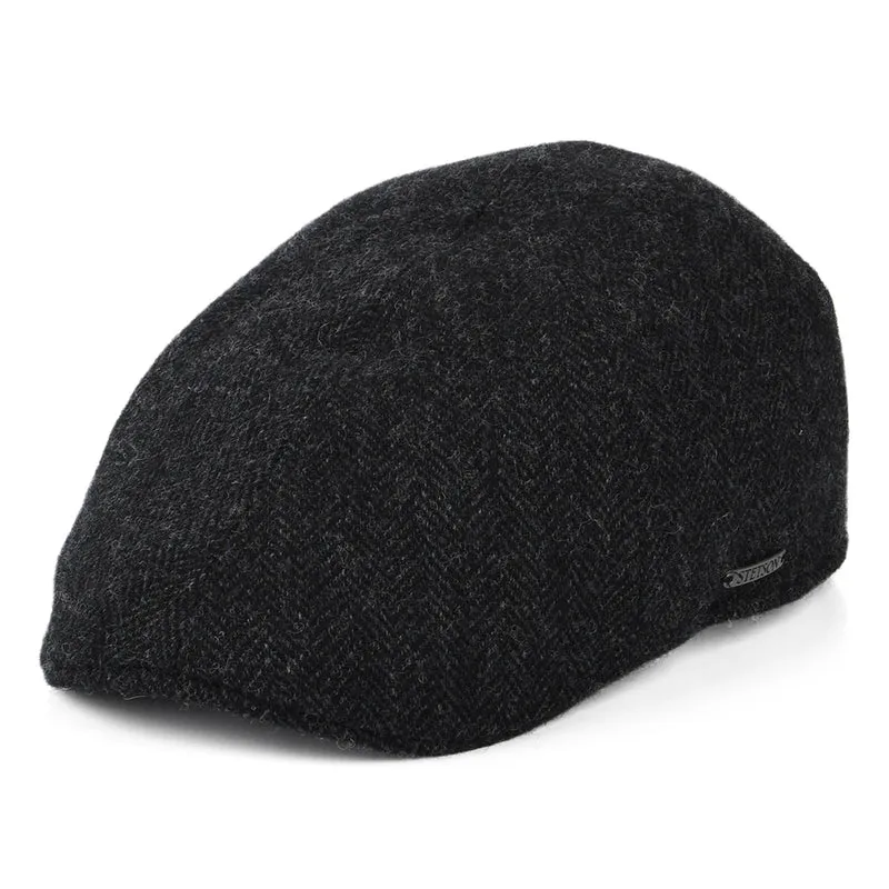 Casquette Plate Bec-de-Canard en Laine à Chevrons gris foncé STETSON