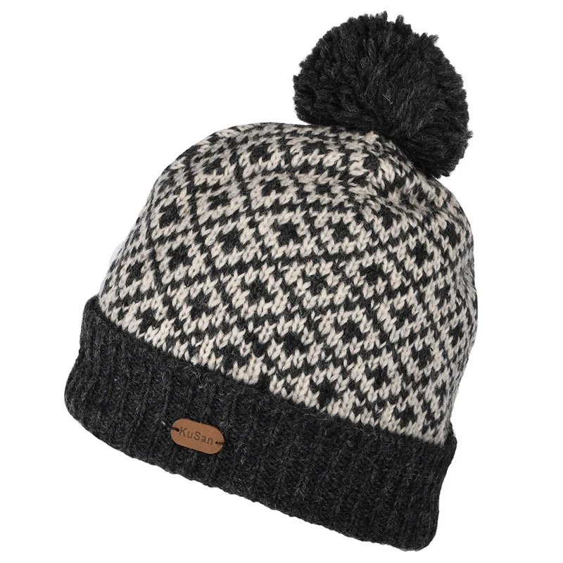 Bonnet à Pompon Fleur de Lys anthracite KUSAN