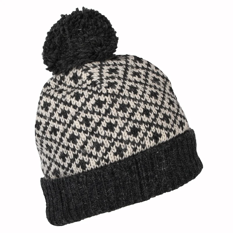 Bonnet à Pompon Fleur de Lys anthracite KUSAN