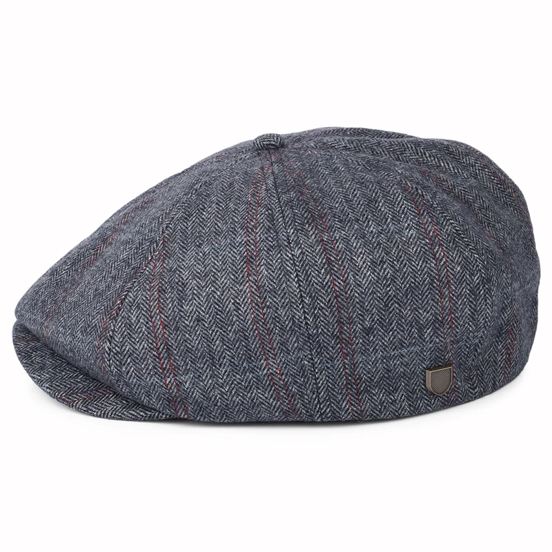 Casquette Gavroche à Carreaux et Chevrons Brood bleu marine délavé-beige BRIXTON