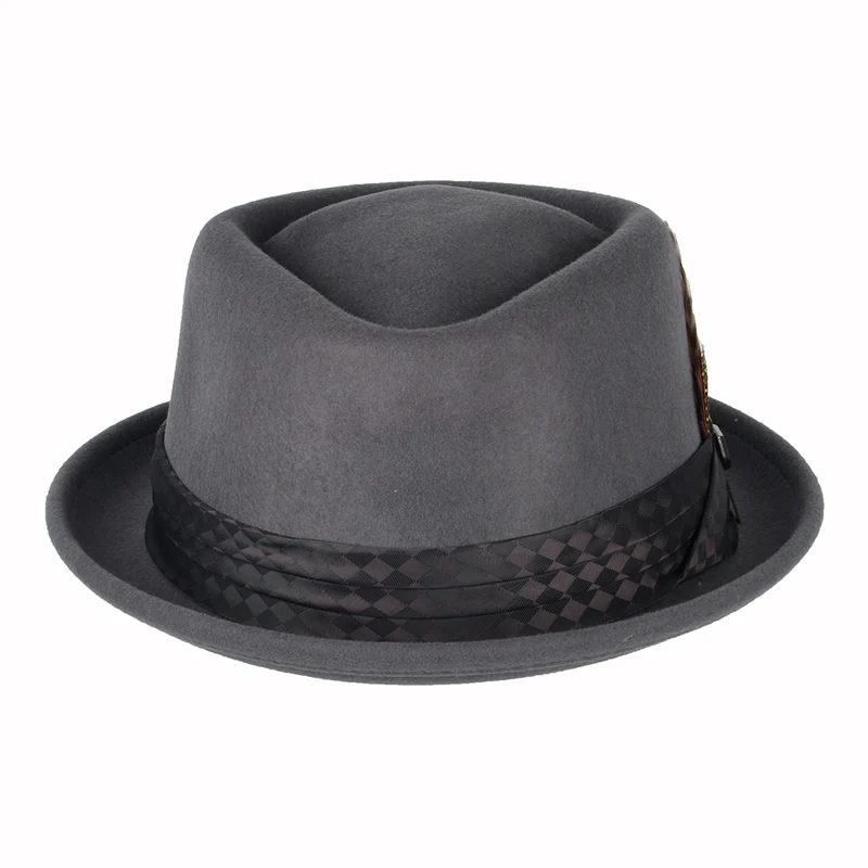 Chapeau Pork Pie Stout en Laine Feutrée gris moyen BRIXTON