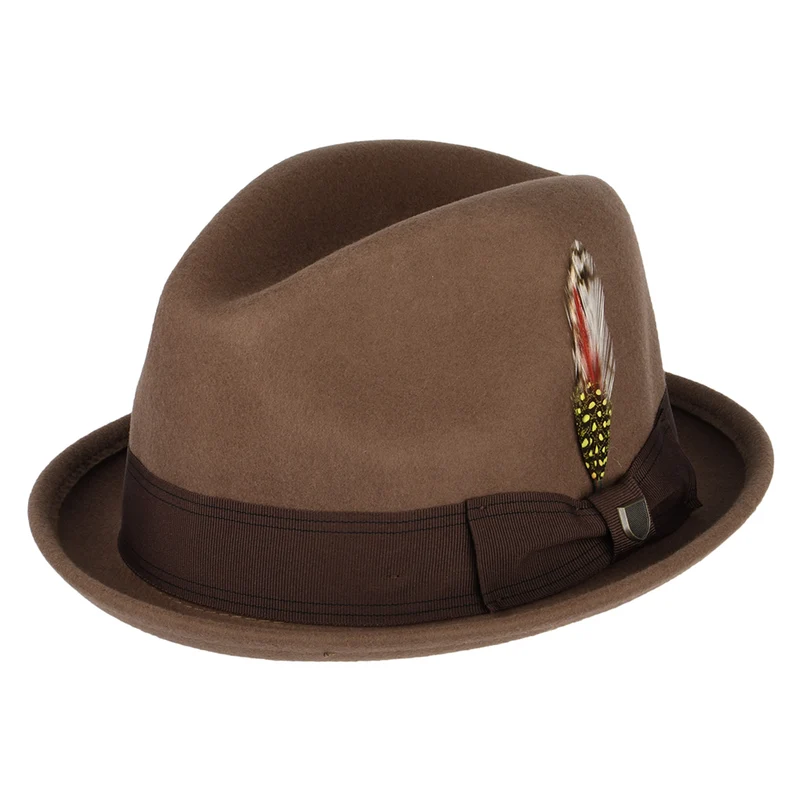 Chapeau Trilby en Laine Feutrée Gain marron BRIXTON