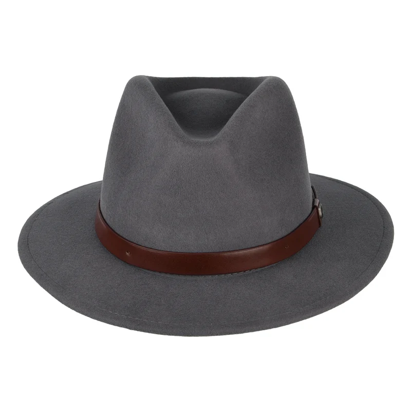 Chapeau Fedora en Laine Feutrée Messer gris moyen BRIXTON